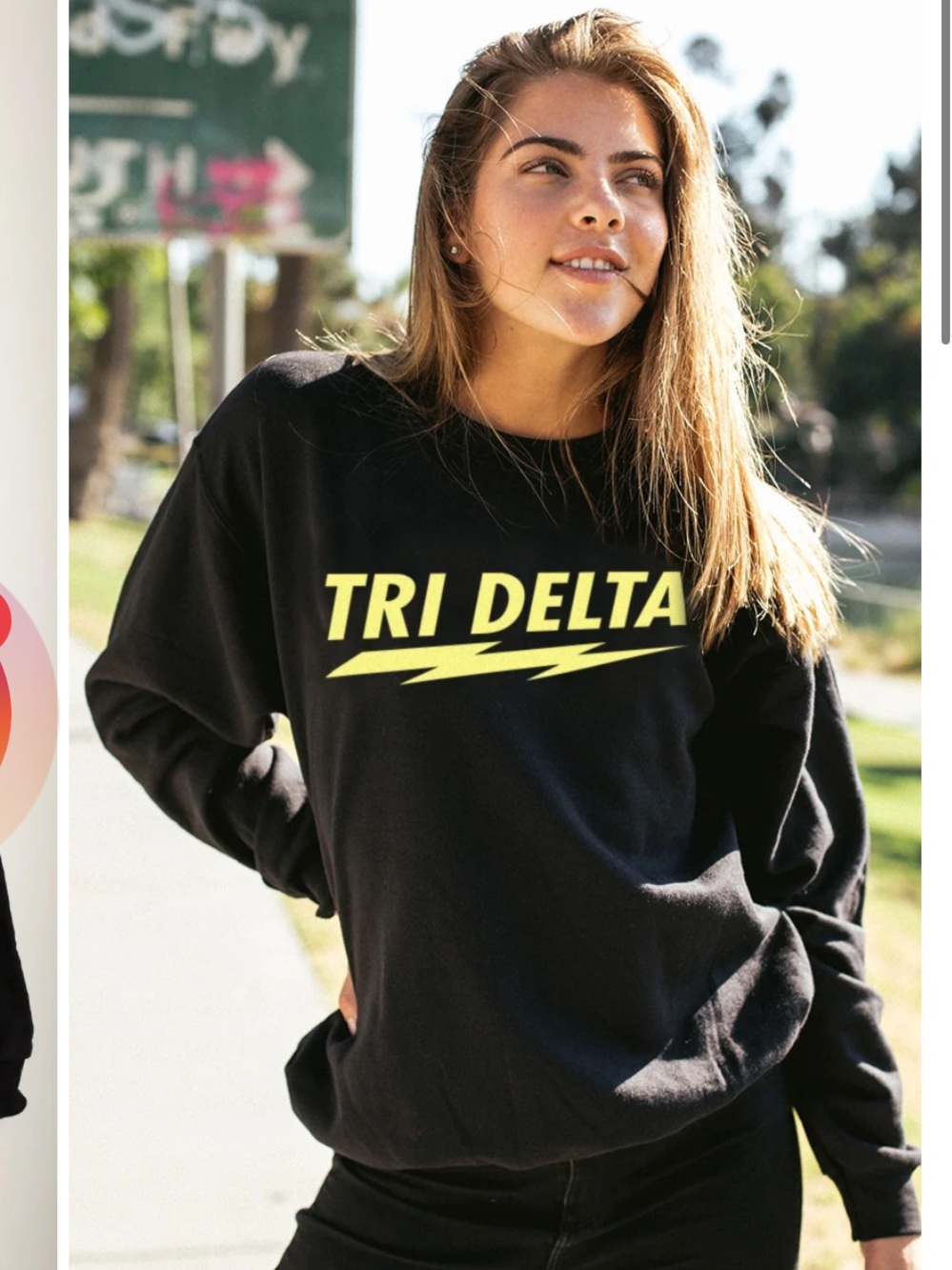 Gildan Tri Delta Black Crewneck Sweatshirt with Yellow Logo